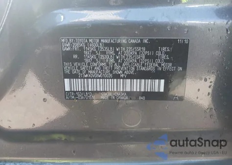 2011 Toyota Rav4 Sport V6 from USA, damaged, VIN 2T3WK4DV0BW010026